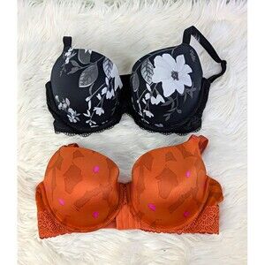 Auden 40D Underwire Push Up Bra Black White Floral Lace Floral Underwired Classi